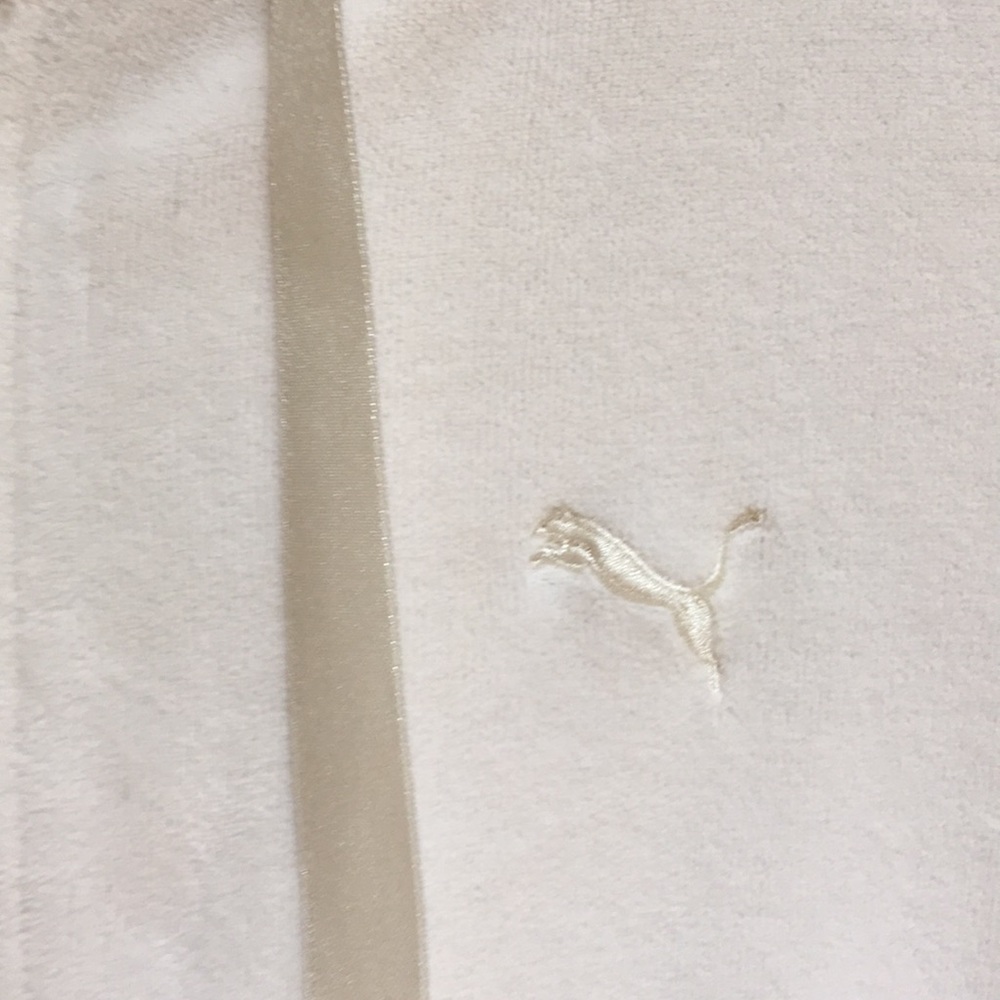 Puma Off White Velour Zippered Hoodie Size S - Picture 2 of 4